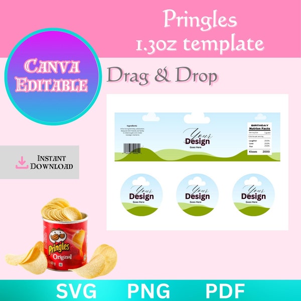 Pringles Template - Party Pringles, Pringles Label, Pringle Box, Goody Box, Pringles Cut File, Corjil Template, Snack Stack Template