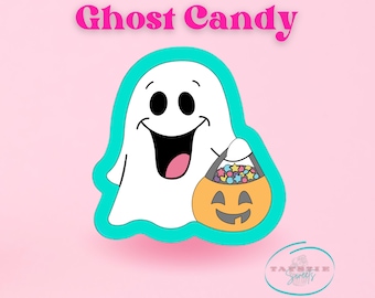 Ghost Candy Cookie Cutters - Halloween Candy Trick or Treat, Ghost Candy Plaque Cookie Cutter, Halloween Cookie Cutters, 3D Printed