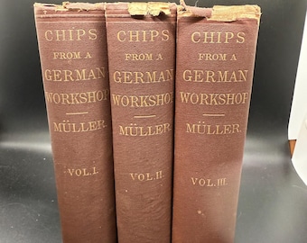 Chips from a German Workshop by Max Müller MA Vintage Book Set Volumes 1, 2, & 3 1869