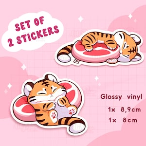 Tiger Comfort Foods Vinyl Stickers - Cute animal waterproof stickers