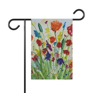 Vibrant Garden Banner, Floral House Decor, Summer Yard Sign, Outdoor Garden Decoration, Colorful Spring Banner