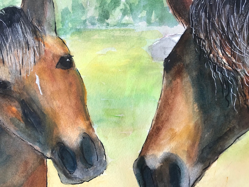 Two Horses Original Watercolor