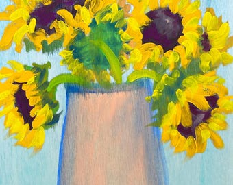 Sunflower Harvest Bouquet Original Art