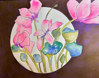 Cyclamen Watercolor Painting