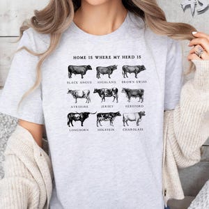 Home Is Where My Herd Is T-Shirt, Cute Cow Shirt, Gift For Farmers, Animal Lover Tee, Western Country Tee, Cow Lover Tee, Farm Love Shirt