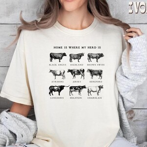 Home Is Where My Herd Is T-Shirt, Cute Cow Shirt, Gift For Farmers, Animal Lover Tee, Western Country Tee, Cow Lover Tee, Farm Love Shirt
