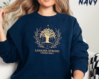 Maui Strong Sweatshirt, Lahaina Strong Banyan Tree Crewneck, Maui Support Fire Relief Hawaii Shoreline Sweater, Fire Victim Fundraiser
