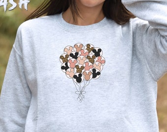 Disney Balloon Sweatshirt, Mickey Balloon Sweater, Happiest Place on Earth Sweatshirt, Disney World Crewneck, Family Disney Sweatshirt