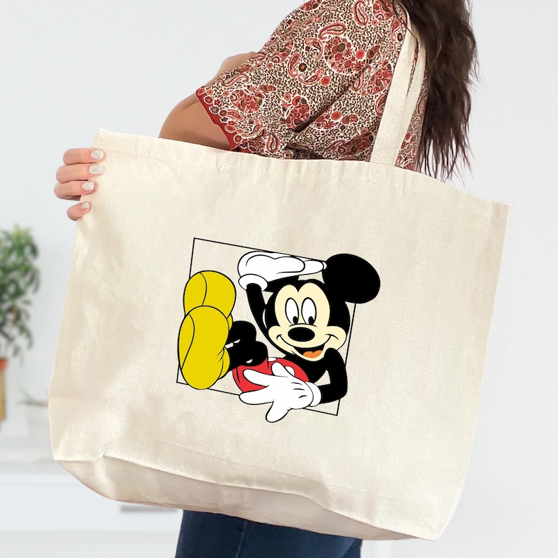 Mickey Mouse Disney Tote Bag, Disney World Bag, Disneyland Bag, Disney Canvas Totes, Disney Travel Accessories