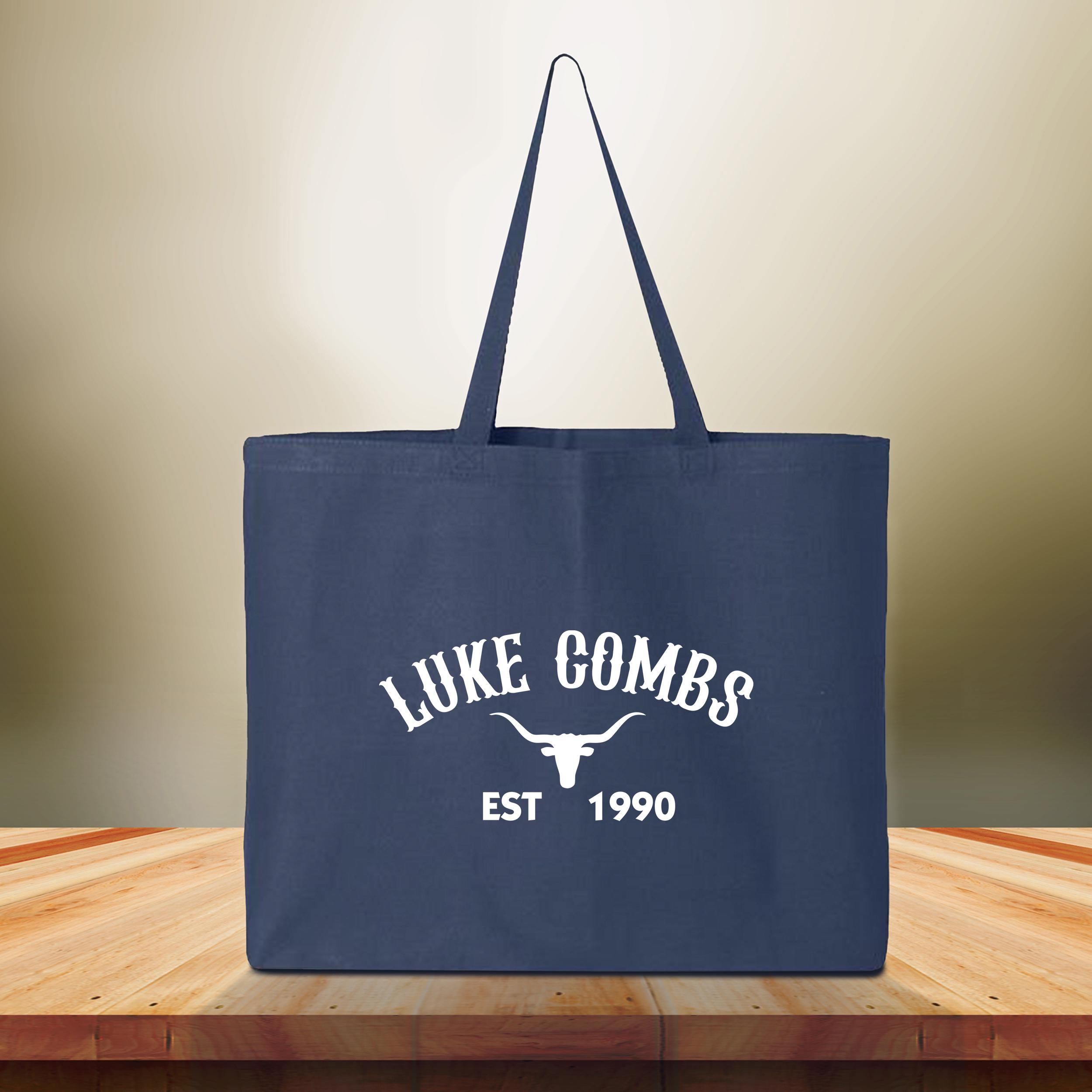 Luke Combs Est 1990 Tote Bag, Luke Combs Bullhead Bag, Country 