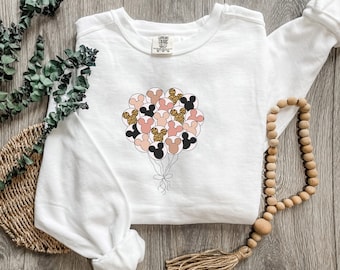 Disney Balloon Sweatshirt, Mickey Balloon Sweater, Happiest Place on Earth Sweatshirt, Disney World Crewneck, Family Disney Sweatshirt
