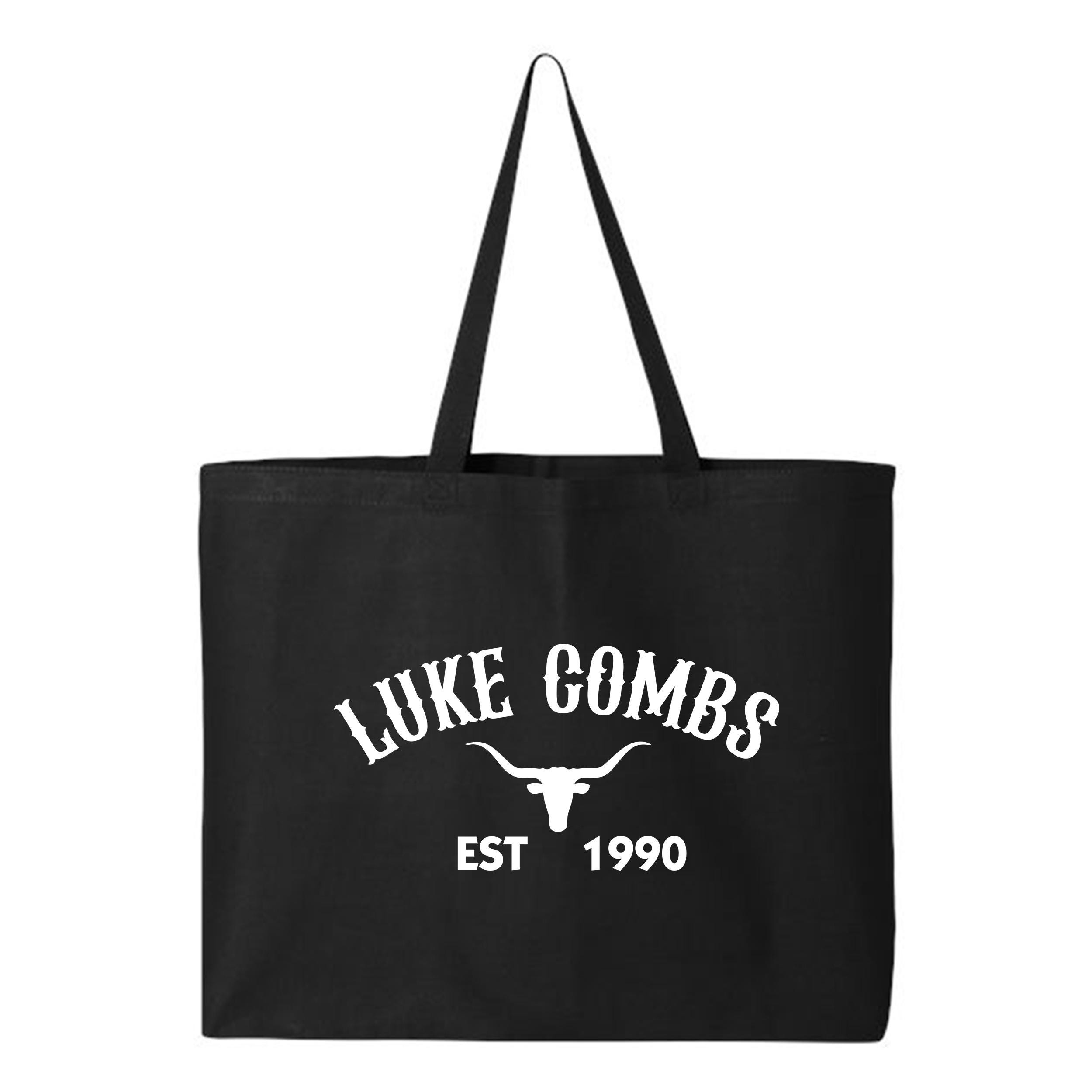 Luke Combs Est 1990 Tote Bag, Luke Combs Bullhead Bag, Country 