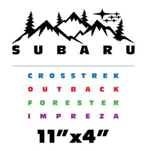 11&quot;x4&quot; - Subaru Crosstrek Forester Outback diecut vinyl decal sticker in many colors!