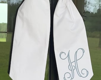 Everyday Embroidered Wreath Sash: Monogrammed Cotton Front Door Decor