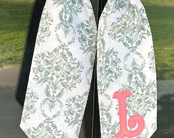 Everyday Wreath Sash:  Chinoiserie Embroidered Monogram Door Decor