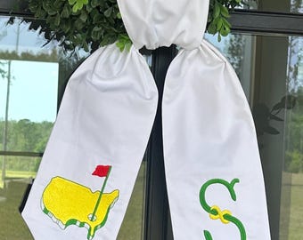Golf Embroidered Golf Wreath Sash: Masters Inspired Front Door Decor