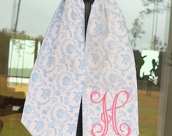Everyday Embroidered Chinoiserie Wreath Sash: Monogrammed Cotton Door Decor