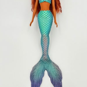 Ariel live action silicone mermaid tail and bra for doll image 2