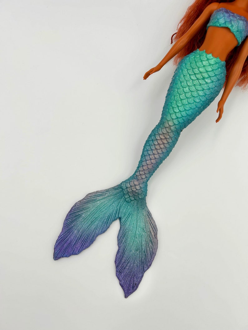 Ariel live action silicone mermaid tail and bra for doll image 1