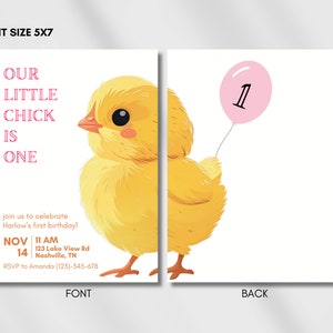 Our Little Chick Birthday Invitation, Chicken Birthday Party Invitation, ANY AGE, Farm Birthday Party, Simple Farm Invitation, Modern Invite