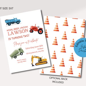 Transportation Birthday Invitation, Truck Birthday Invitation, Cars Birthday Invite, Truck and Cars Birthday, Editable printable truck car