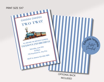 Train Birthday Invitation, EDITABLE Chugga Chugga Choo Choo Party Invite Template, Modern Boy Birthday Express Train, Instant Download