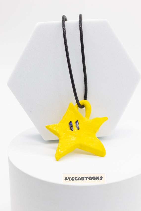 Y2K Mario Super Star Necklace Super Mario Bros nintendo Merch Clay 