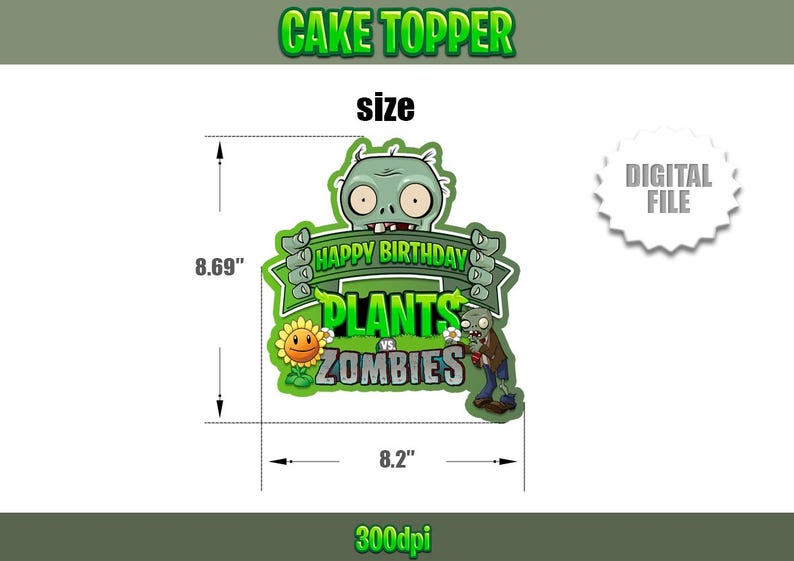 Plants Vs. Zombies Printable Birthday | Cake Toppers and Party Stickers ...