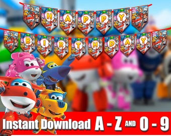 Banner Instant download / Super Wings / Super Wings garlands / Super Wings party / Birthday