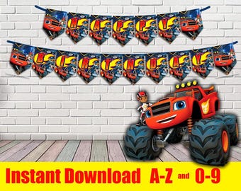 Banner Instant download, Blaze and the Monster Machines Banner, Monster Machines banner