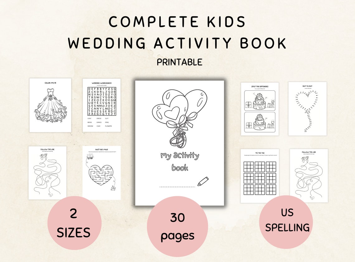 Kids Wedding Activity Book Printable Kids Wedding Activity Reception Game Ideas Childrens ...