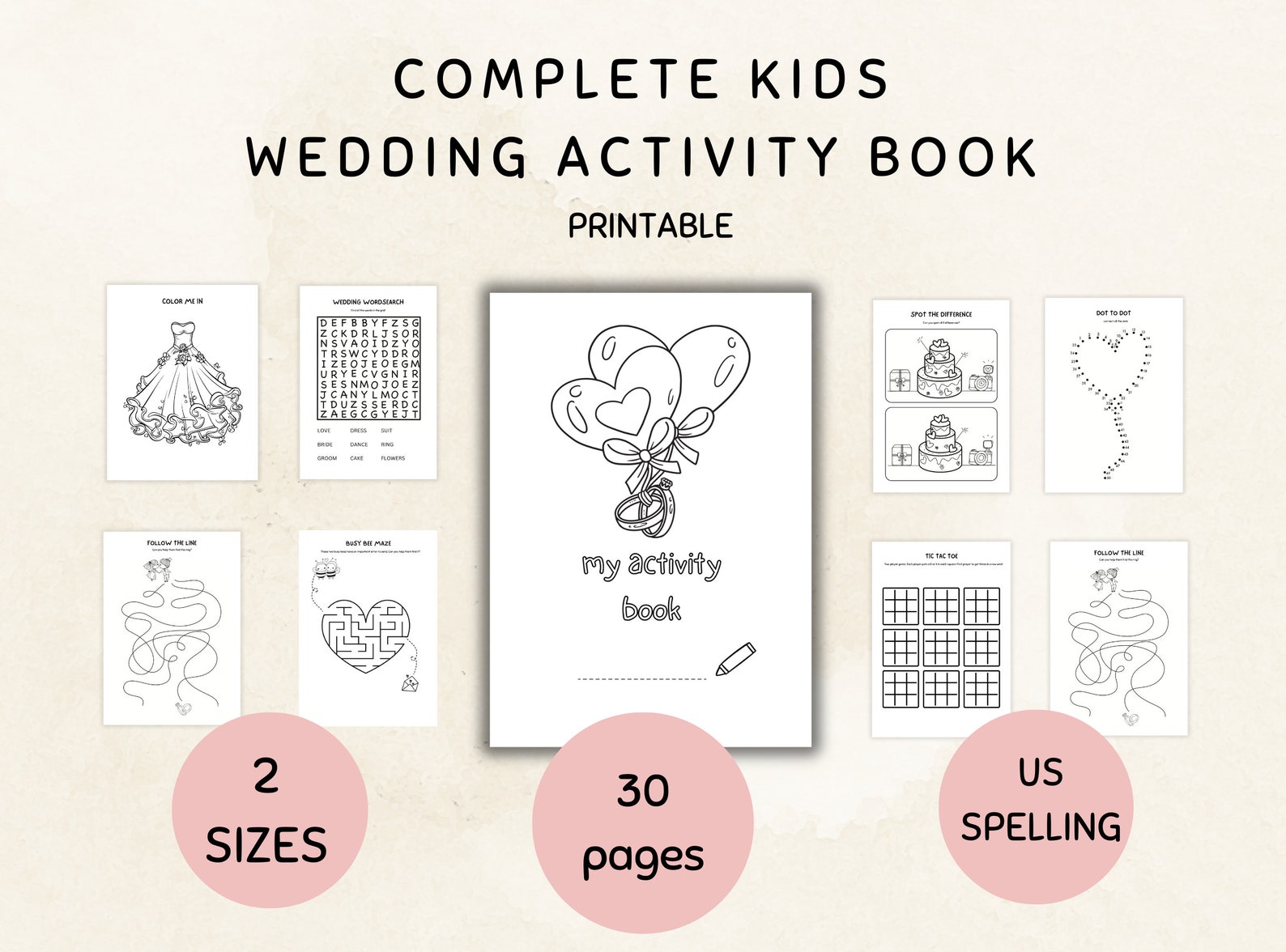 Kids Wedding Activity Book Printable Kids Wedding Activity Reception ...