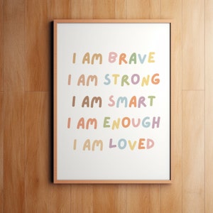 Positieve affirmatie, klaslokaal, therapiekantoor decor, afdrukbaar, speelkamer, rustige hoek, grafiek met emoties, poster geestelijke gezondheid, gevoelens, afdrukken