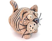 Katze Keramik, handgefertigte Deko für Haus & Garten, frostsichere Rosenkugel/Zaunhocker, originelles Geschenk Hobbygärtner, Katzenliebhaber
