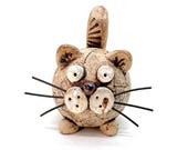 Kleine Katze Keramik, handgefertigte Deko für Haus & Garten, frostsichere Rosenkugel/Zaunhocker, Geschenk für Hobbygärtner, Katzenliebhaber