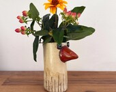 Handgemachte Keramikvase Vogel | Lustige Tier Vase mit Schnabel | Blumenvase aus Keramik | Originelles Deko Geschenk für Naturfreunde