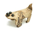 Hund Keramik, Aufputz für Gutscheingeschenke, einzigartige Deko Wohnzimmer, Büro, Terrasse, Garten; Geschenk für Hundeliebhaber, 18x11x8cm.