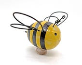 Biene Keramik Kugel/Rosenkugel, charmante Gartendeko Sommer und Winter, frostsicher, biologische Schädlingsbekämpfung, Bienenfreunde & Imker