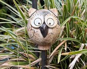 Keramik Eule, handgefertigte Deko für Haus & Garten, frostsicher, als Rosenkugel, Zaunhocker, Beet- und Blumentopfzierde das ganze Jahr über