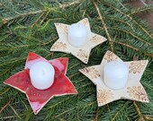 Handgemachter Kerzenhalter Stern Keramik – Weihnachtsdeko, Advent Teelichthalter, Winter Tischdeko, Geschenkidee