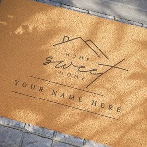 Personalized Front Entry Door Mat. Custom Welcome Mat with Family Name. Housewarming Gift Idea. Personalize for your home.