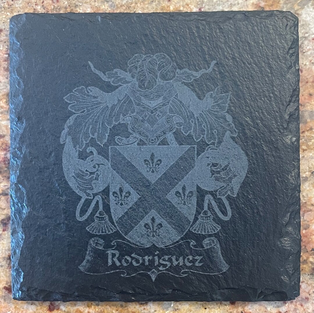 Custom Family Crest Slate Coasters- Set of 4 - Etsy