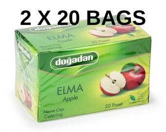 2 X 20 Bags Turkish Dogadan Herbal Tea Apple Green Tea BEST PRICE!