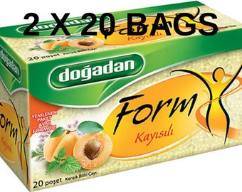 2 X 20 Beutel Türkischer Dogadan Kräutertee Form APRICOT Grüner Tee BESTPREIS!