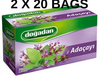 2 X 20 Bags Turkish Dogadan Herbal Tea SAGE Green Tea BEST PRICE!