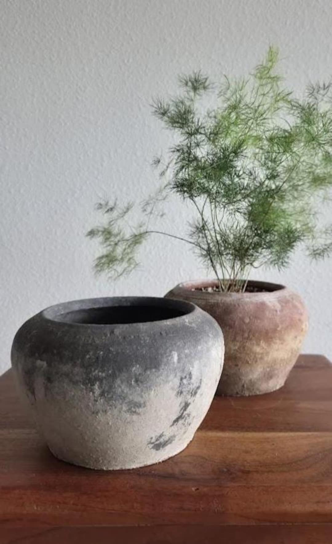 Vintage Round Rustic Terracotta Clay Pot - Brown or Grey