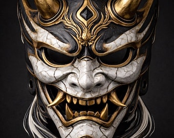 Oni Mask STL, Japanese Demon Samurai Hannya Style Wearable Cosplay (STL File)