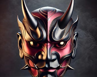 Cyber Oni Spike Mask - Futuristic Demon Samurai Hannya STL for 3D Printing