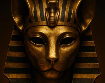 Bastet Pharaoh Mask STL – 3D Printable Egyptian Cat Headdress (Digital File)
