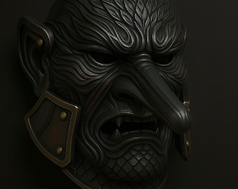 Wrath of the Ancients – 3D Printable Fantasy Warrior Mask STL, Samurai Oni Demon Cosplay Armor